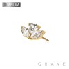 IMPLANT GRADE TITANIUM THREADLESS PUSH IN CZ HEART MARQUISE TOP PART